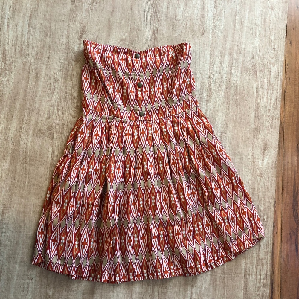 Tulla Aztec Southwestern Strapless Mini Dress M